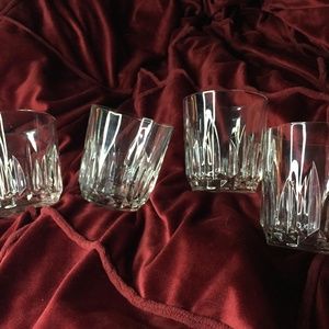 Crystal whiskey rocks glasses tumbler set of 4 diamond design around base dinner